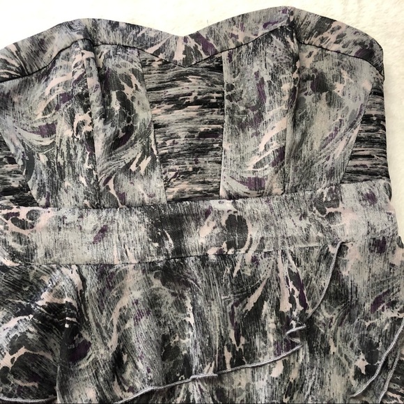 Guess Ruffled Strapless Grey Party Dress Size 7 - Picture 7 of 10